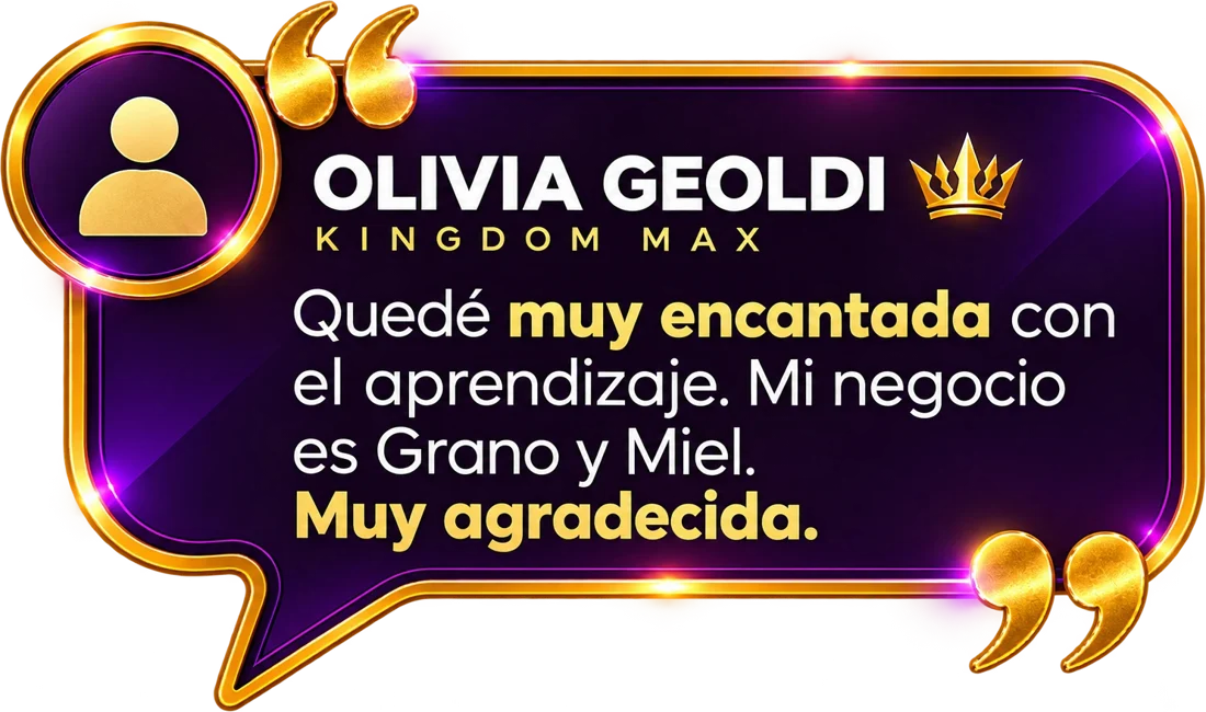 Olivia Geoldi: Quedé muy encantada con el aprendizaje. Mi negocio es Grano y Miel. Muy agradecida.